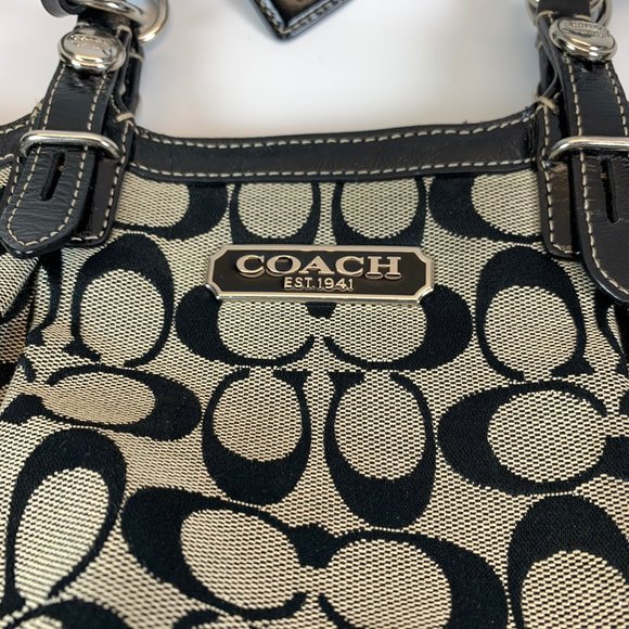 Coach shoulder hobo bag brown black canvas leather - Picture 2 of 11